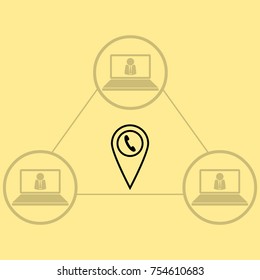 Map pointer with phone vector icon