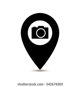 Map Pointer With  Photo Camera icon