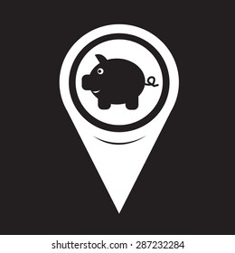 Map Pointer Piggy Bank Icon