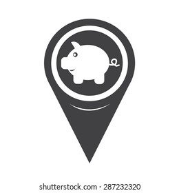 Map Pointer Piggy Bank Icon