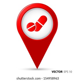 Map pointer with pill icon 