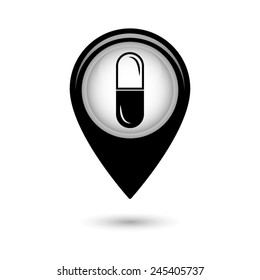 Map pointer with pill icon