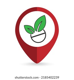 Map pointer with pill icon. Vector illustration.