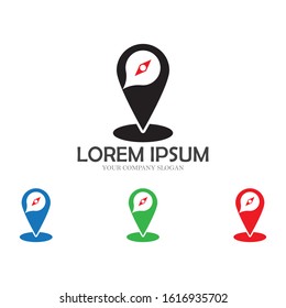 map pointer, map pin, map icon. arrow pin, compass location concept symbol design, vector illustration