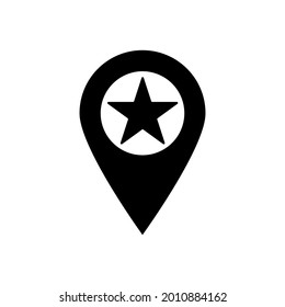 Map pointer pin icon with star