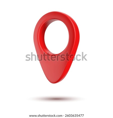 Map pointer pin isolated on white background. Geolocation red map pin symbol for cartography and travel. 3d pointer icon. Vector illustration realistic mark with hollow center.