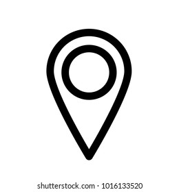 Map pointer or pin marker icon. Outline modern design element. Simple black flat vector icon with rounded corners.