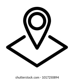 Map pointer or pin marker icon. Outline modern design element. Simple black flat vector icon with rounded corners.
