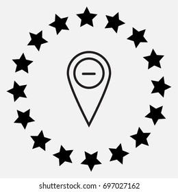 Map pointer with plus sign icon, medicine vector illustration