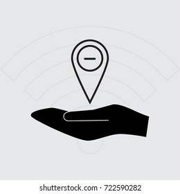 Map pointer with plus sign icon, medicine vector illustration