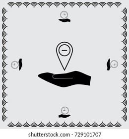 Map pointer with plus sign icon, medicine vector illustration