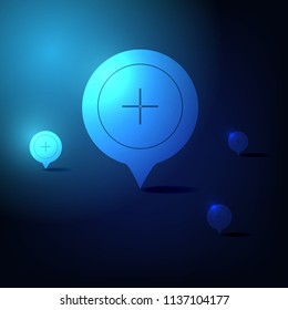 Map pointer with plus sign icons, vector illustrator