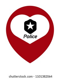 map pointer and police icon. Vector illustration