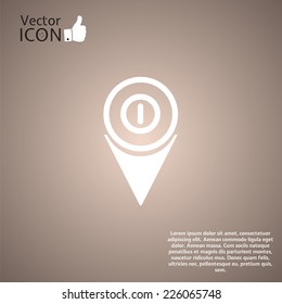 Map pointer with power icon. Made in vector