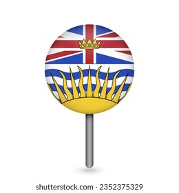 Map pointer with province British Columbia. Vector illustration.