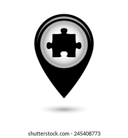 Map pointer with puzzle icon