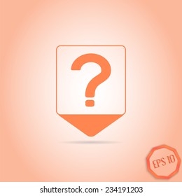 Map pointer with the question mark. Flat design style. Made in vector illustration