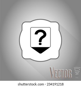 Map pointer with the question mark. Flat design style. Made in vector illustration