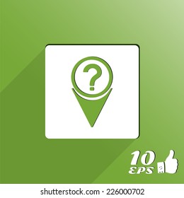 Map pointer with the question mark. Made in vector