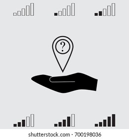 Map pointer with question sign vector icon