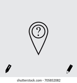 Map pointer with question sign vector icon