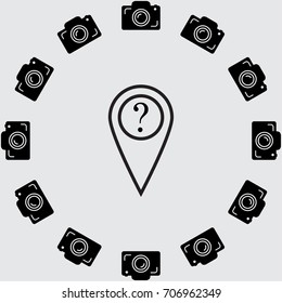 Map pointer with question sign vector icon