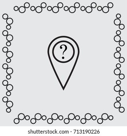 Map pointer with question sign vector icon
