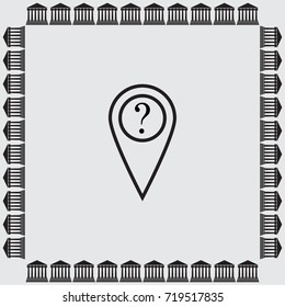 Map pointer with question sign vector icon