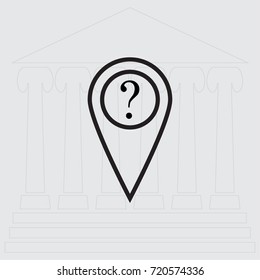 Map pointer with question sign vector icon