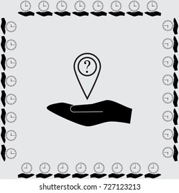 Map pointer with question sign vector icon