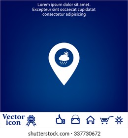 Map pointer with rainy icon