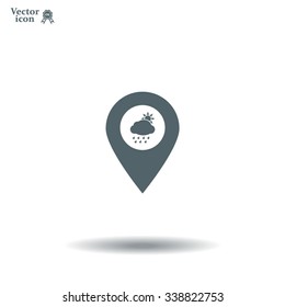 Map pointer with rainy icon
