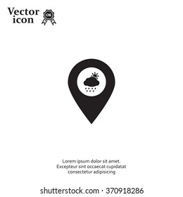 Map pointer with rainy icon