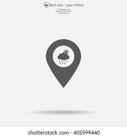 Map pointer with rainy icon