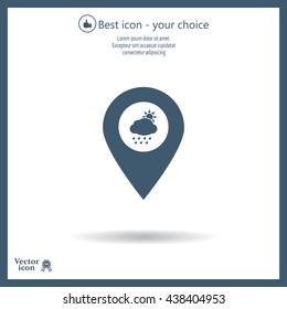 Map pointer with rainy icon