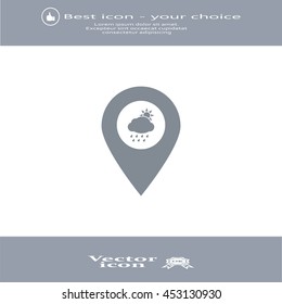 Map pointer with rainy icon