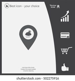 Map pointer with rainy icon