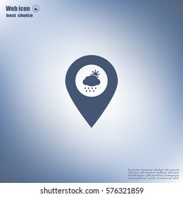 Map pointer with rainy icon
