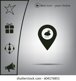 Map pointer with rainy icon
