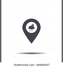 Map pointer with rainy icon