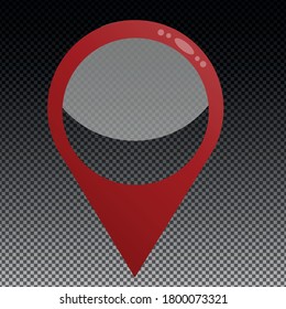 Map pointer with red border, reflections and shadow. Possibility to add a design to the transparent center.