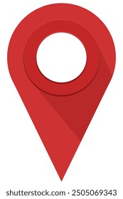 Map pointer with red color isolated on white background