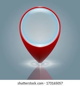 Map pointer red with transparent glass