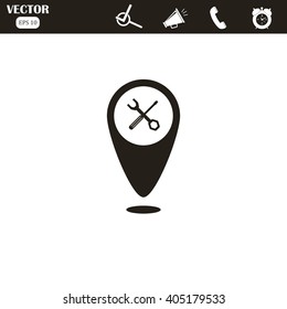 Map pointer repair vector icon