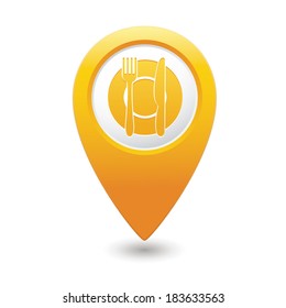 Map pointer with restaurant icon. Vector illustration