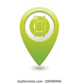 Map pointer with restaurant icon. Vector illustration