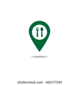 Map pointer with restaurant icon. Vector illustration