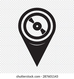 Map Pointer Retro vinyl record icon
