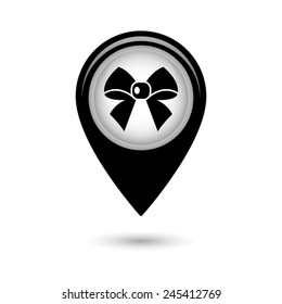 Map pointer with ribbon bow icon