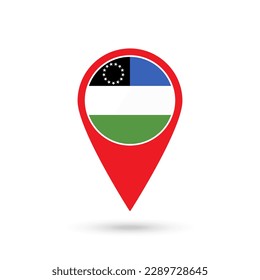 Map pointer with Rio Negro Flag. Vector illustration.